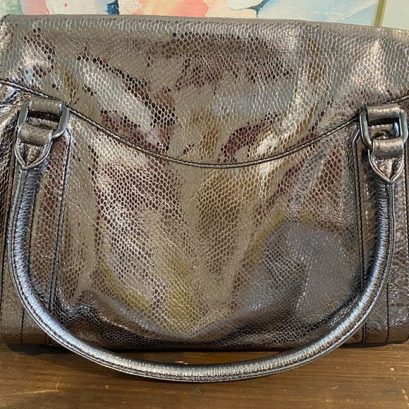 Botkier Jackie Pewter Snake Satchel Metallic Brand - Picture 7 of 15